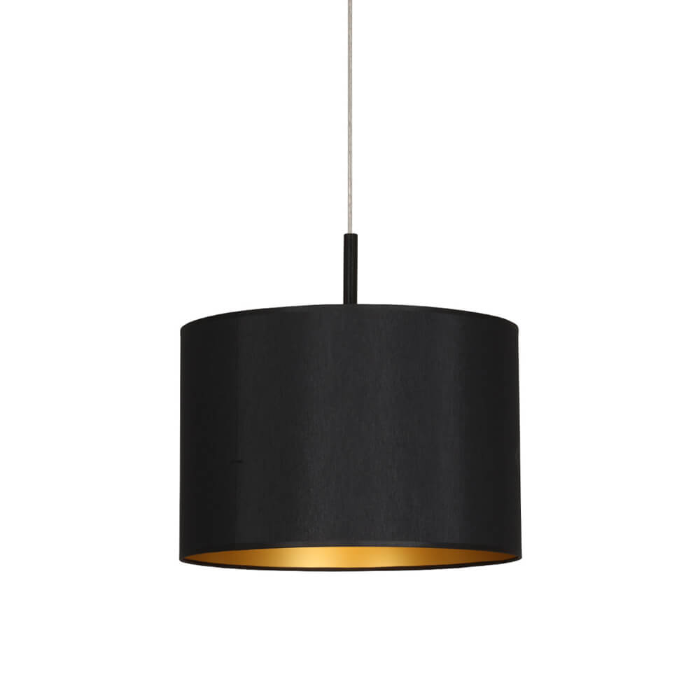 Lampe suspendue noire Alice avec de l'or à l'intérieur