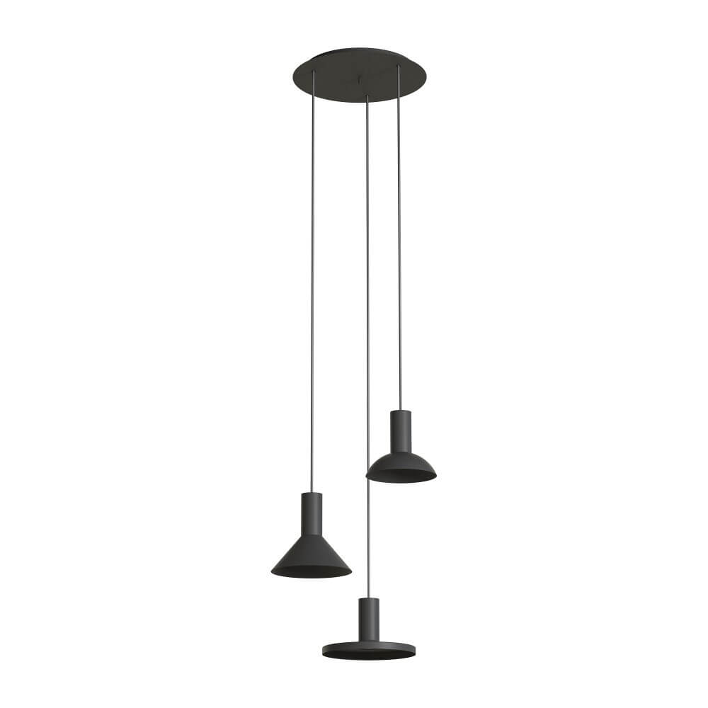 Lampe suspendue 3 lumières Hermanos noir