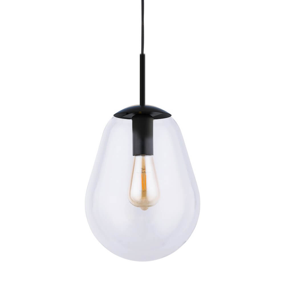 Lampe suspendue Ø 22cm Pear Small noir avec verre transparent